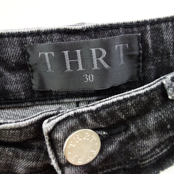 THRT Streetwear Graphic Paint Splatter Skinny Distressed Y2K Denim Jeans(30) - Picture 11 of 12